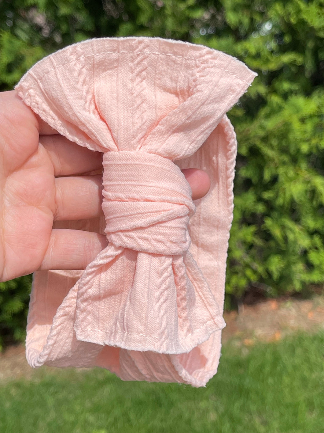 Light pink lined toddler headband